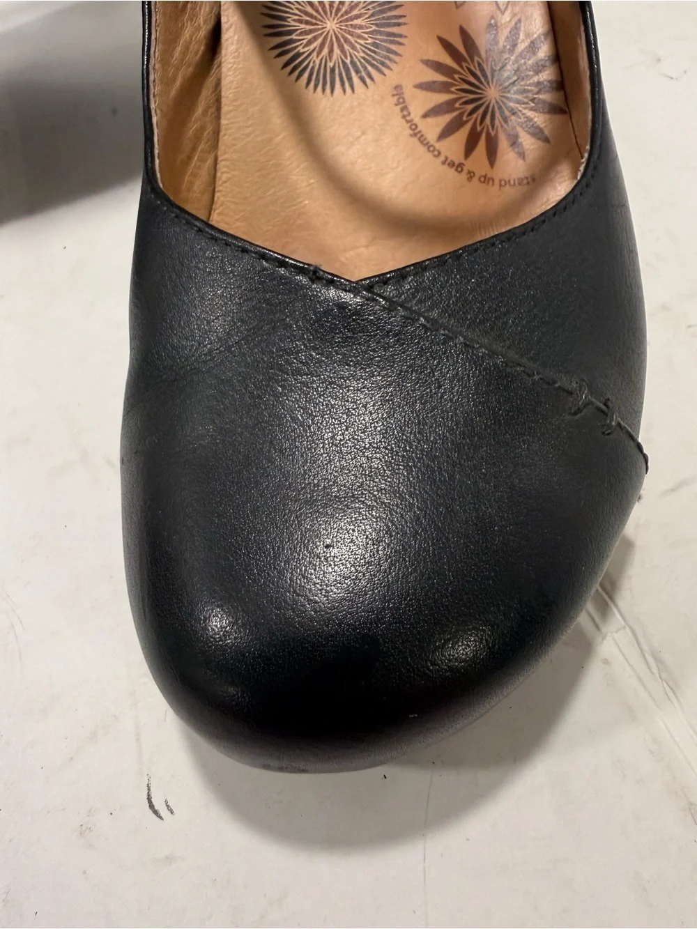 Taos Urge Black Leather Mary Jane Wedge Heel Shoes Size 8 Ankle Strap